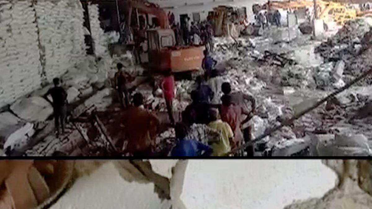 Salt factory wall collapse