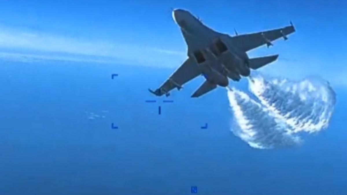 USA releases video russian fighter jet colliding with american drone