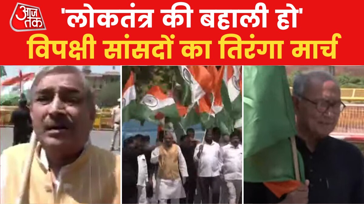 Opposition Tiranga March: कांग्रेस समेत विपक्षी दलों का संसद से विजय चौक तक 'तिरंगा मार्च', देखें