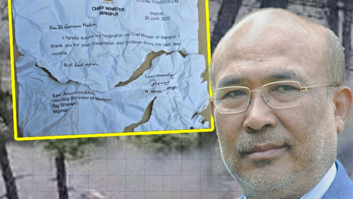 Manipur Women supporters of CM Biren tear resignation letter