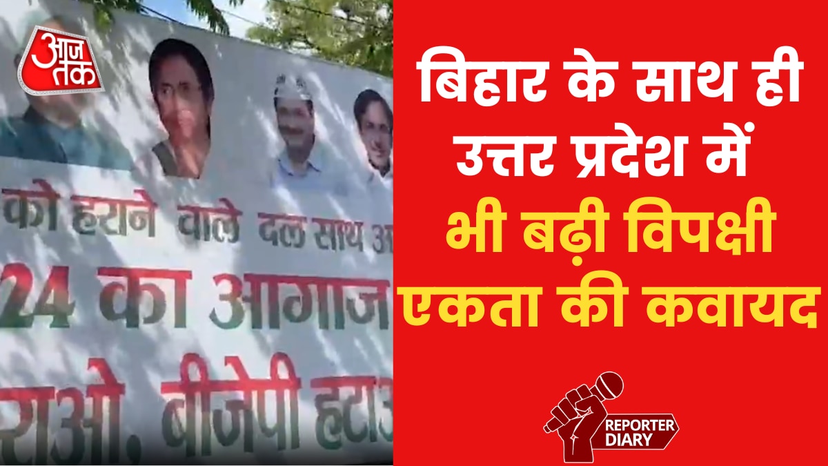 posters of opposition outside the party office