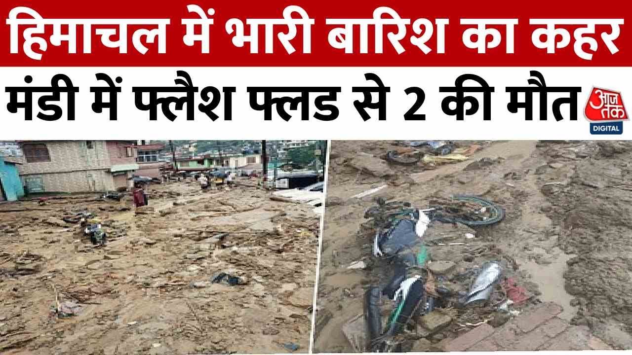 Flash floods wreak havoc in Mandi, 2 dead, several vehicles stranded.