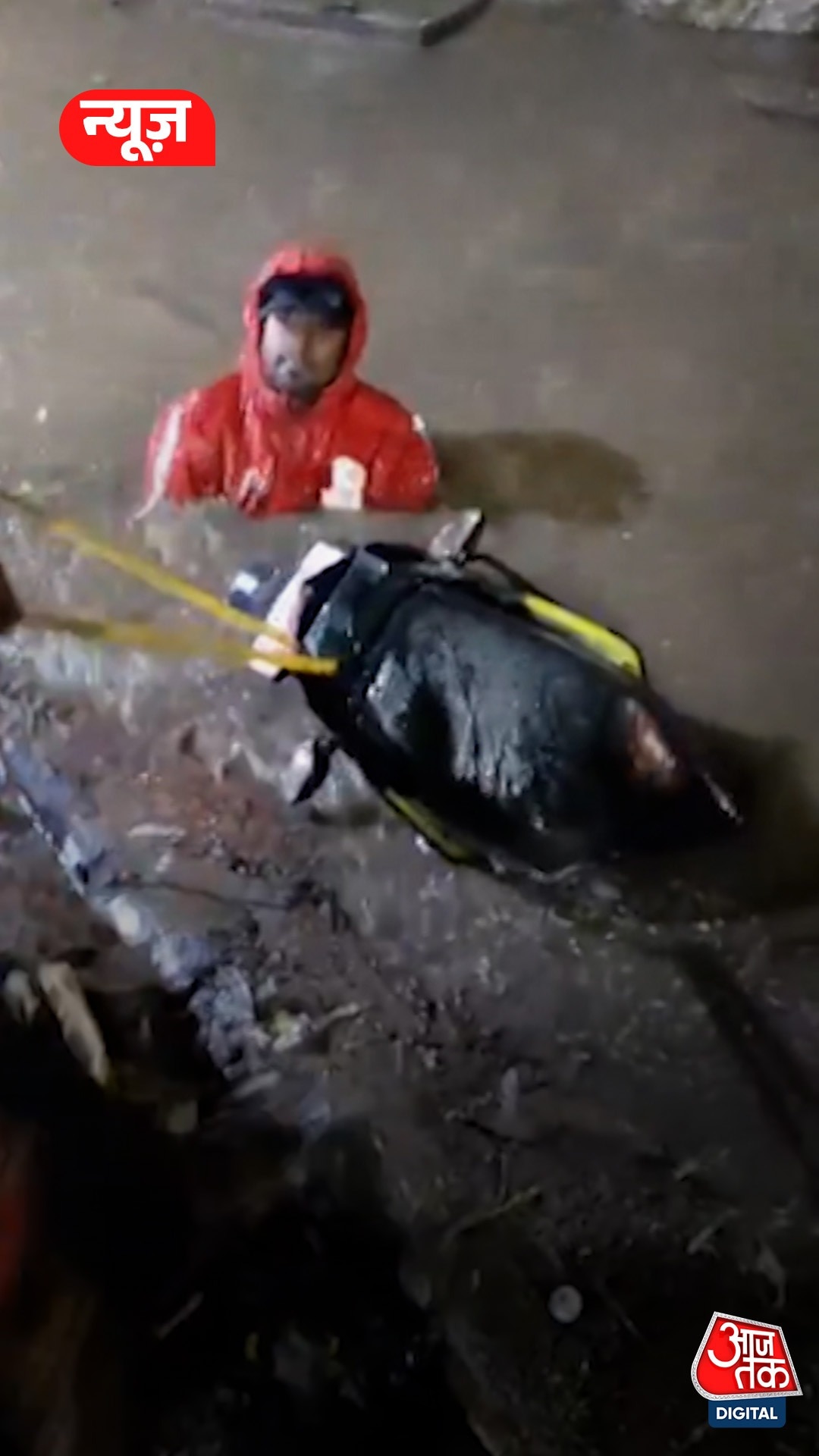 hyderabad rain and delivery boy fell in drain
