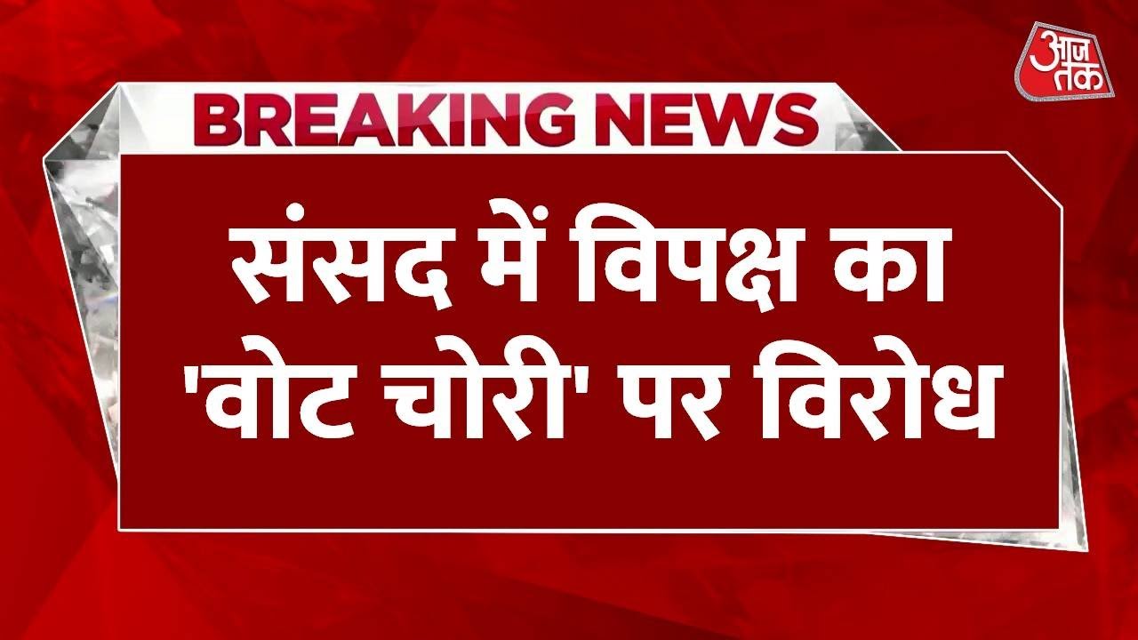 संसद के बाहर विपक्ष का प्रदर्शन, 'वोट चोरी बंद करो' के लगाए नारे