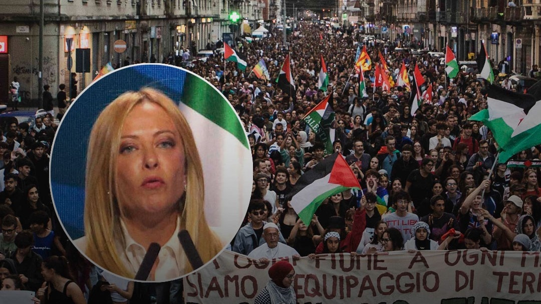 italy pm meloni protest amid free palestine