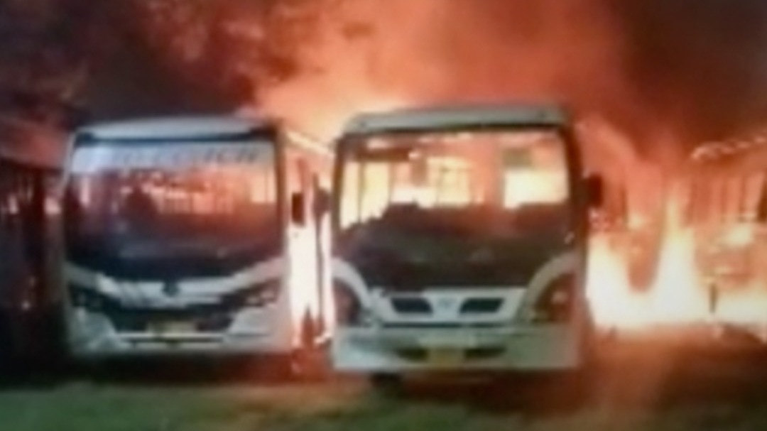 Dharuhera Sector 6 Rewari Buses Fire