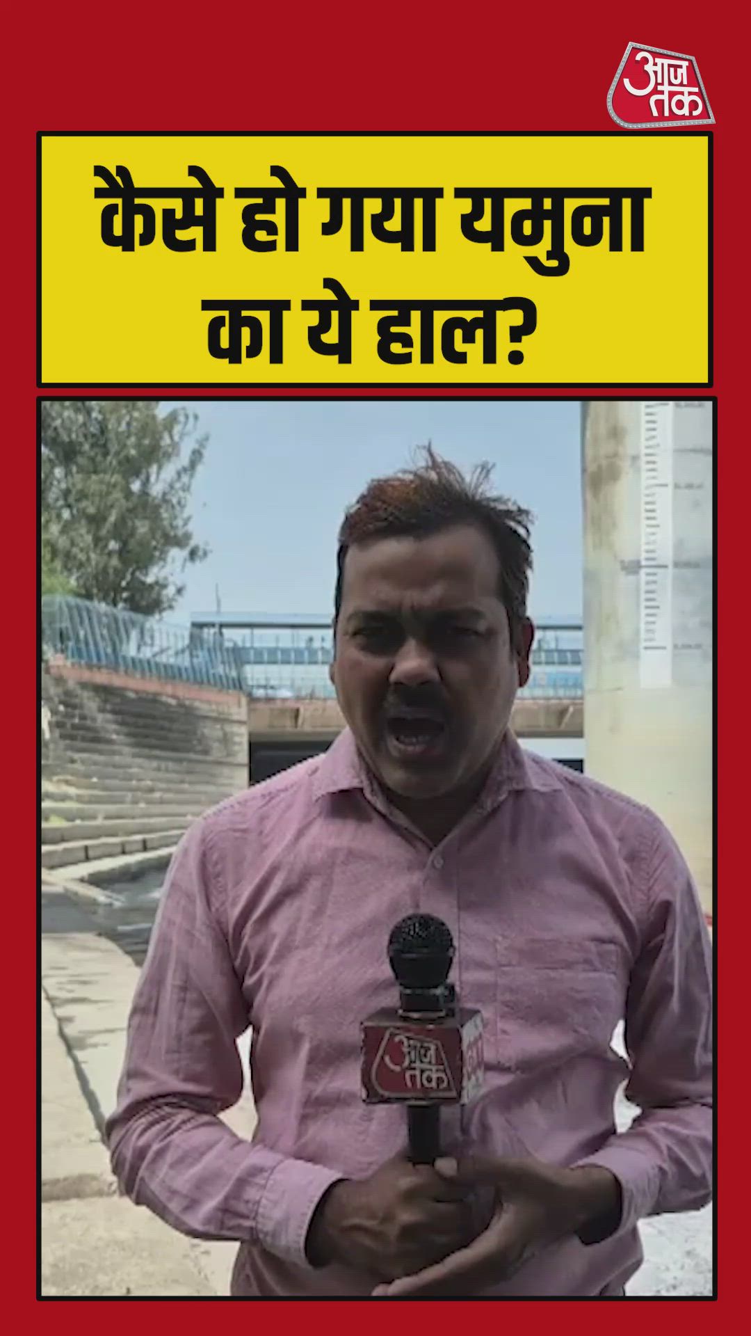 Color of foam on Yamuna river water in Delhi changed to pink