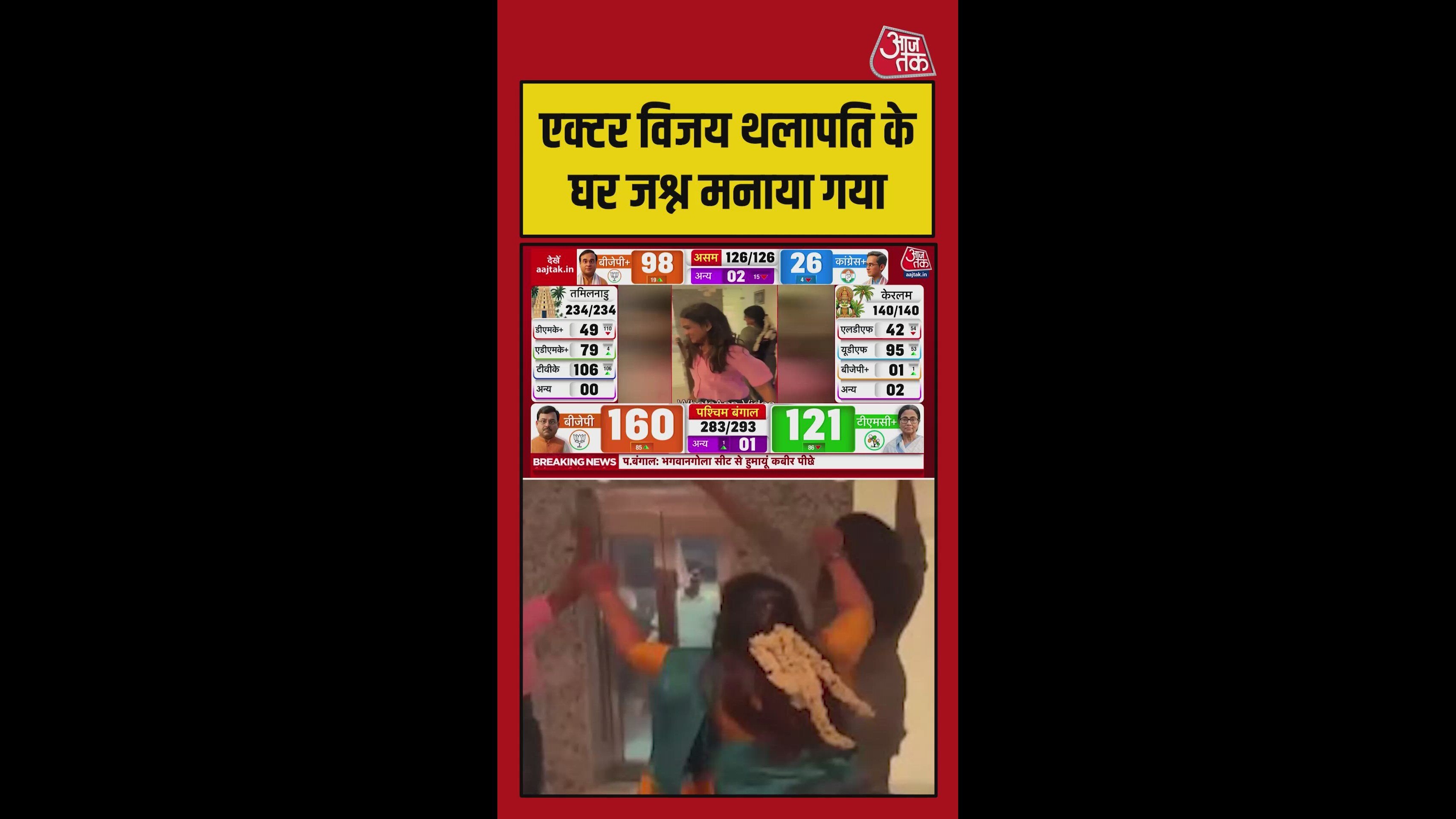 TVK प्रमुख और एक्टर विजय थलापति के घर जीत का जश्न