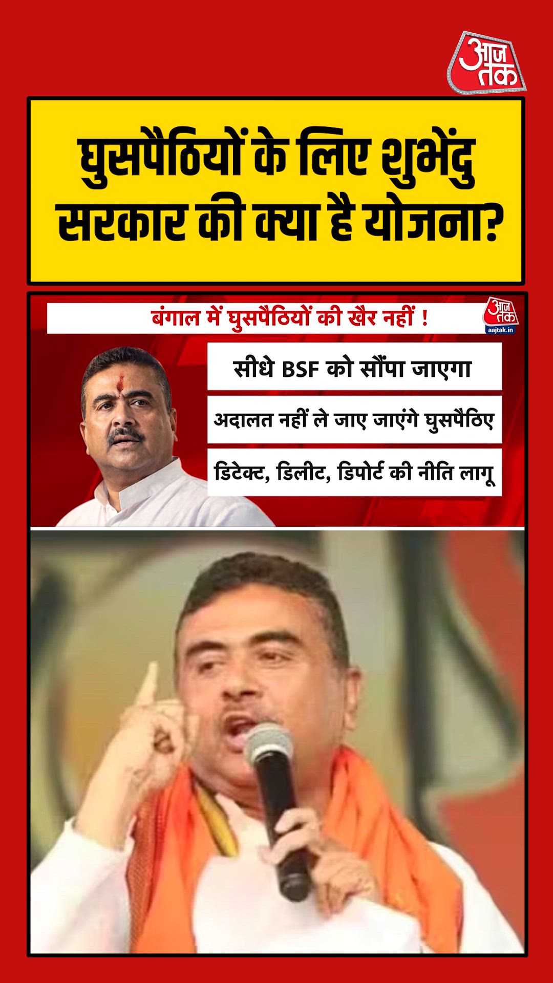 shubhendu adhikari plans to hand over bangladeshi infiltrators to bsf
