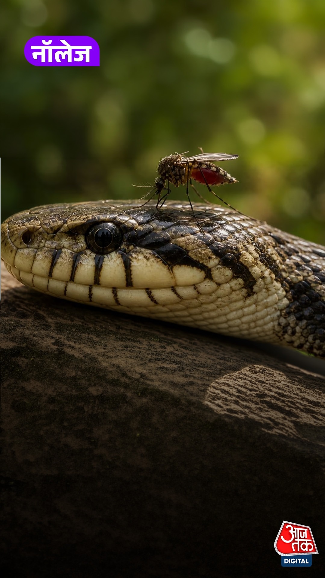 Mosquitoes drinking snake blood