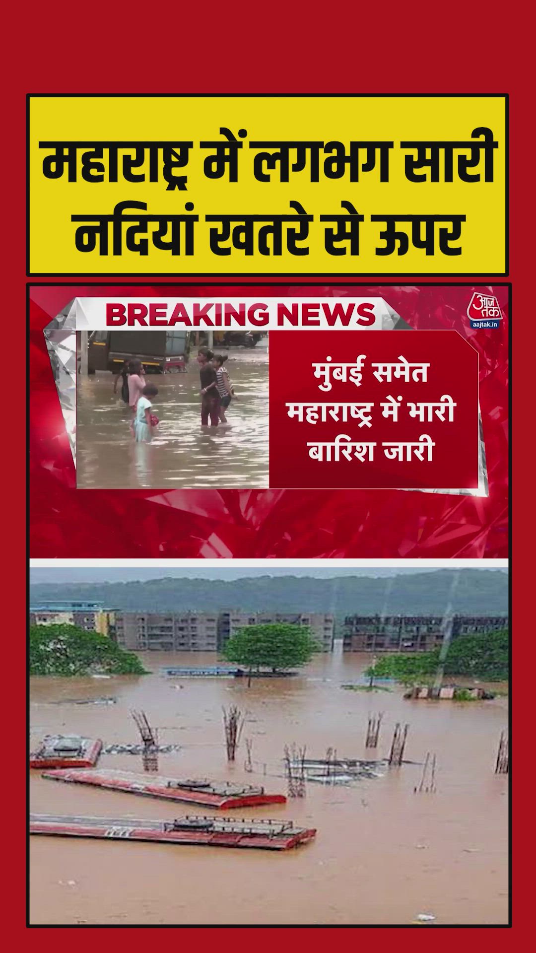 Rising water levels of rivers in Maharashtra due to continuous rainfall