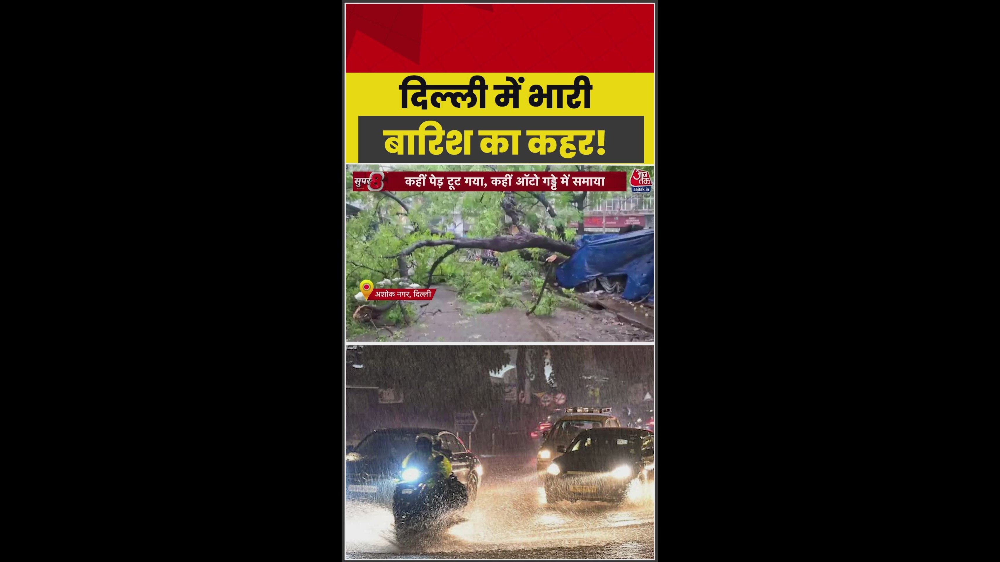 Delhi rain triggers waterlogging and tree collapses in several areas.