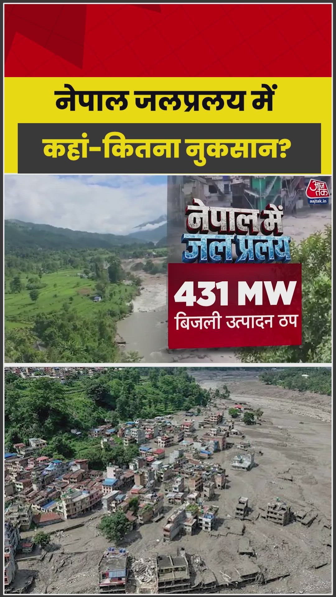 Massive flood destruction: 431 MW power generation halted and 35 bridges destroyed.