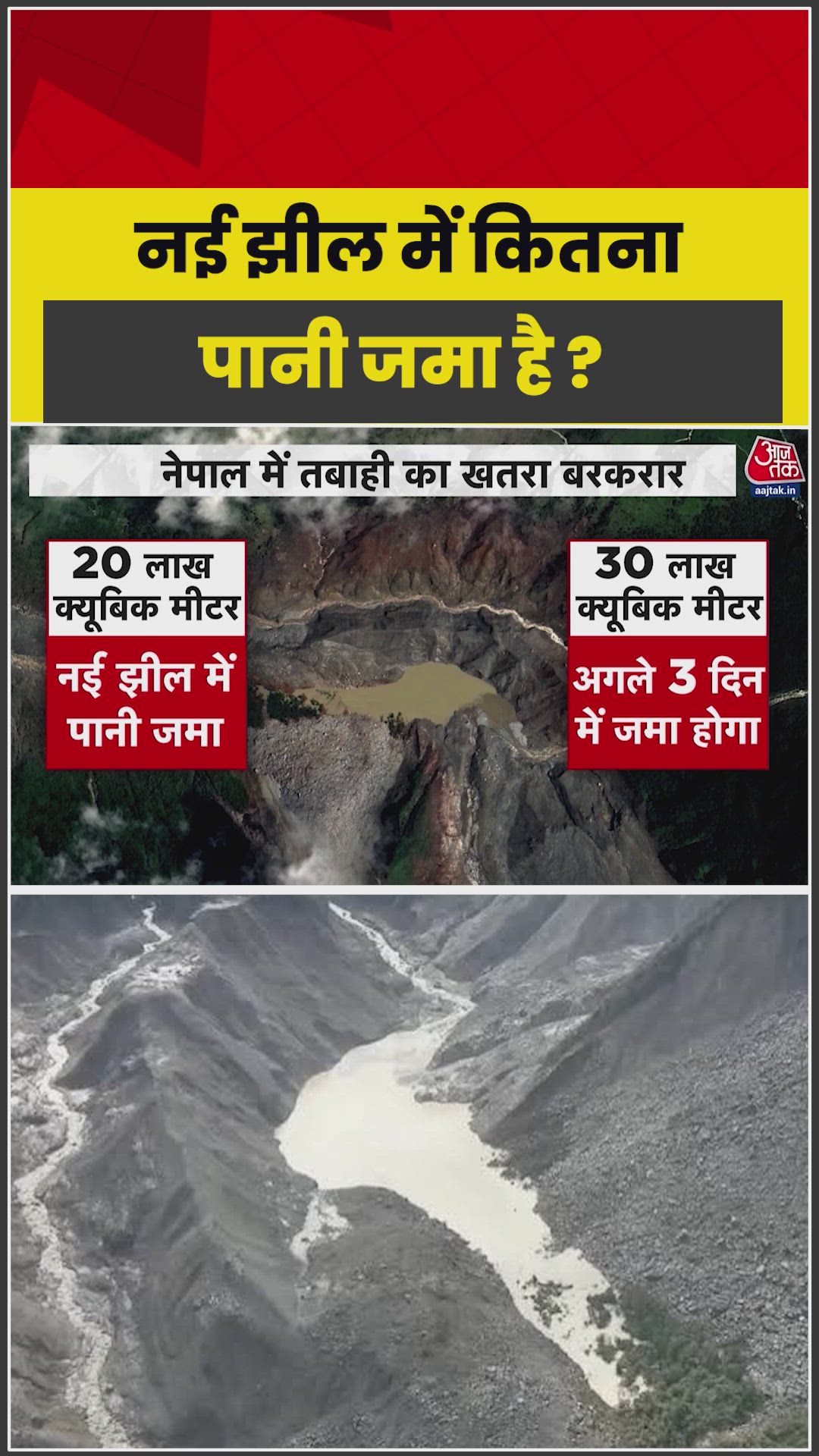 Tibet lake burst triggers massive flood threat in Nepal as water level rises.