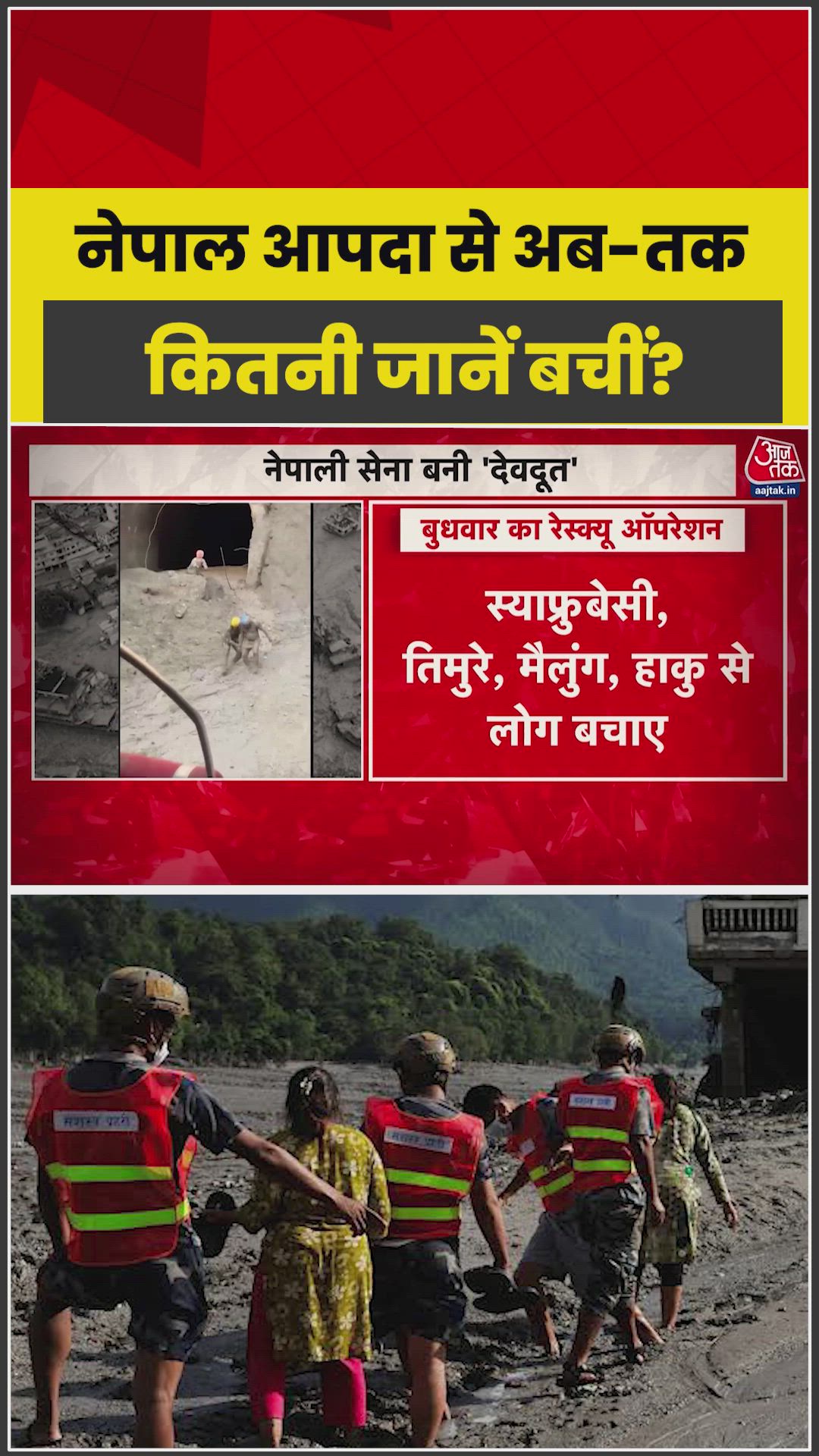 Nepal army rescues hundreds of citizens in Rasuwa and nearby areas.