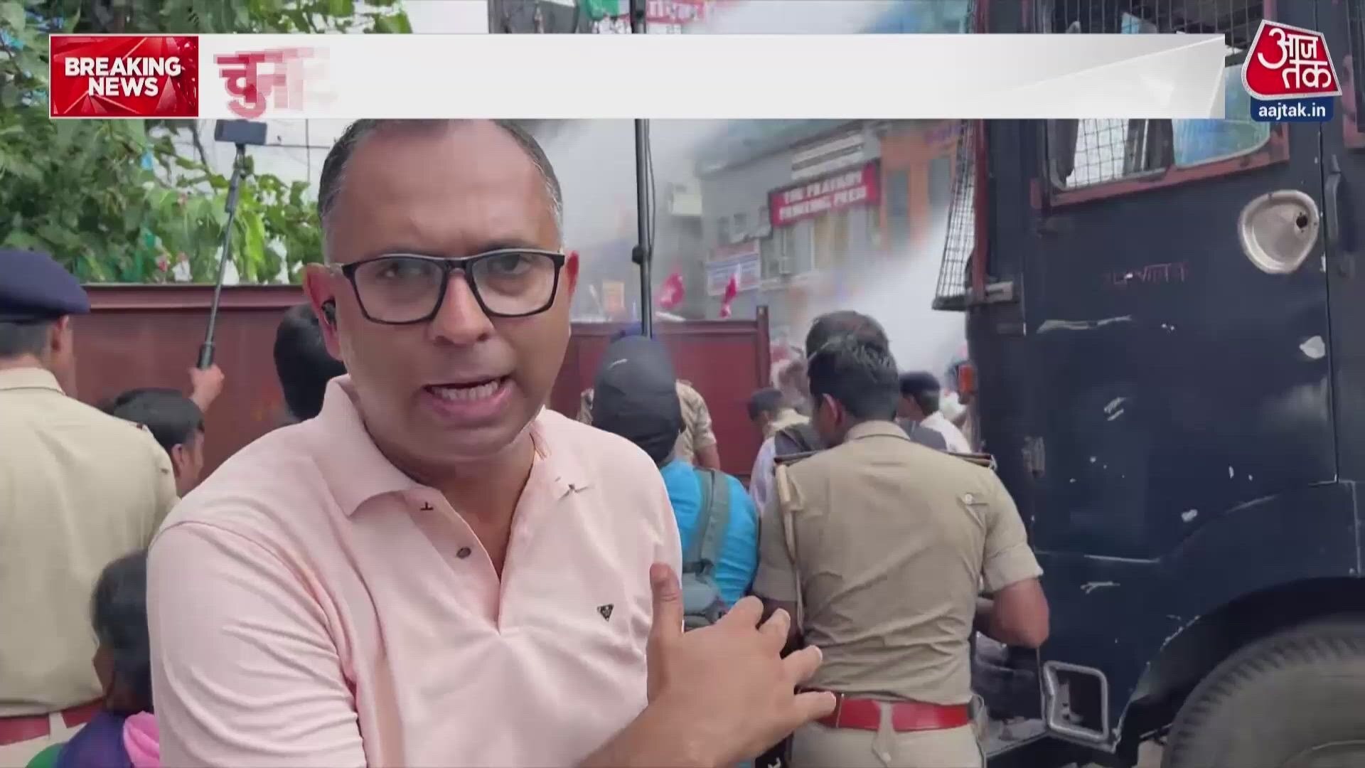 Left parties clash with police in Patna, demand CEC Gyanesh Kumar resignation.