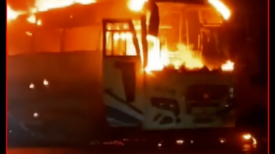 Hyderabad Bus Fire Petrol Pump 