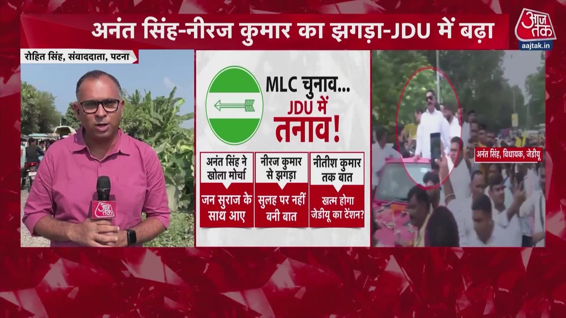 JDU faces rift in Bihar MLC elections as Anant Singh opposes Neeraj Kumar.