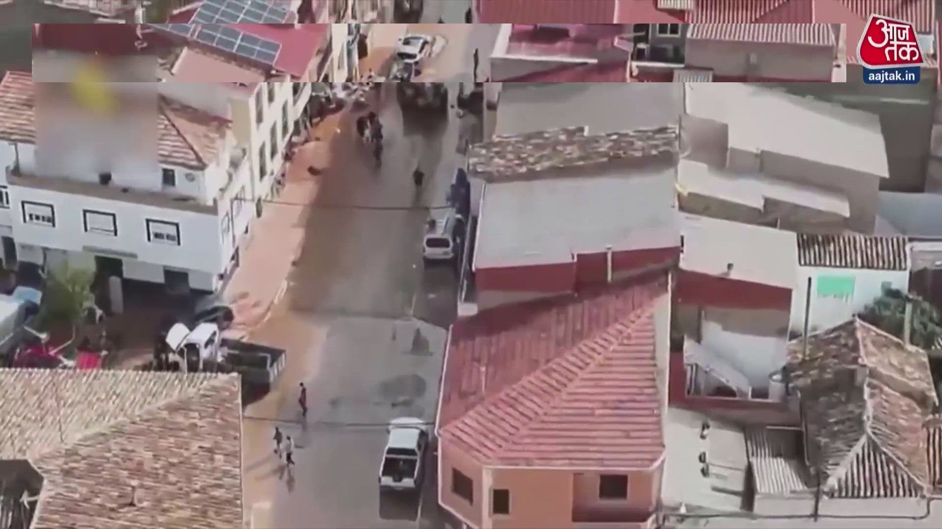 Severe flooding causes destruction in Madrigueras, Spain after heavy rainfall.
