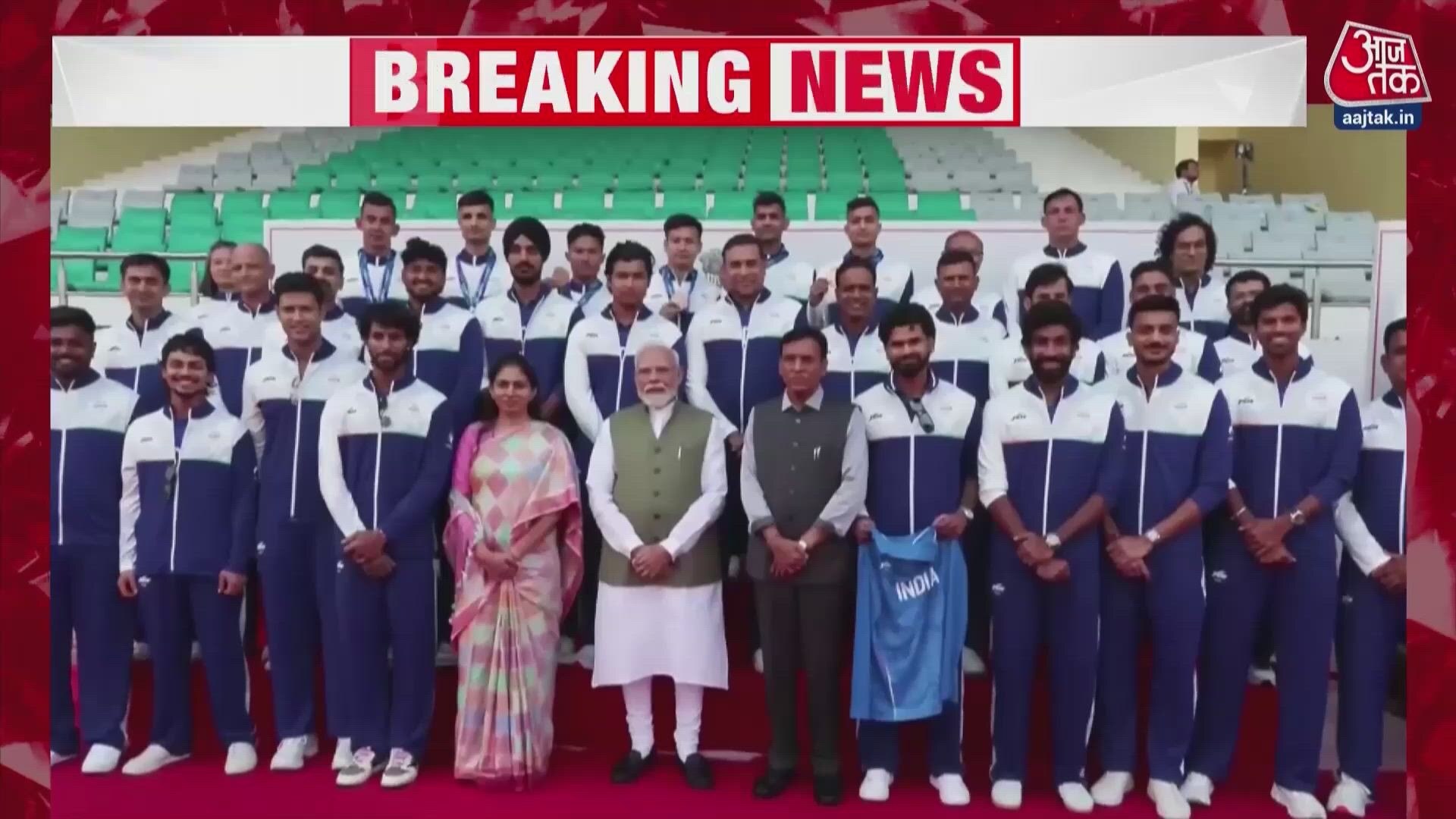 PM Modi meets Asian Games medal winners in Delhi.