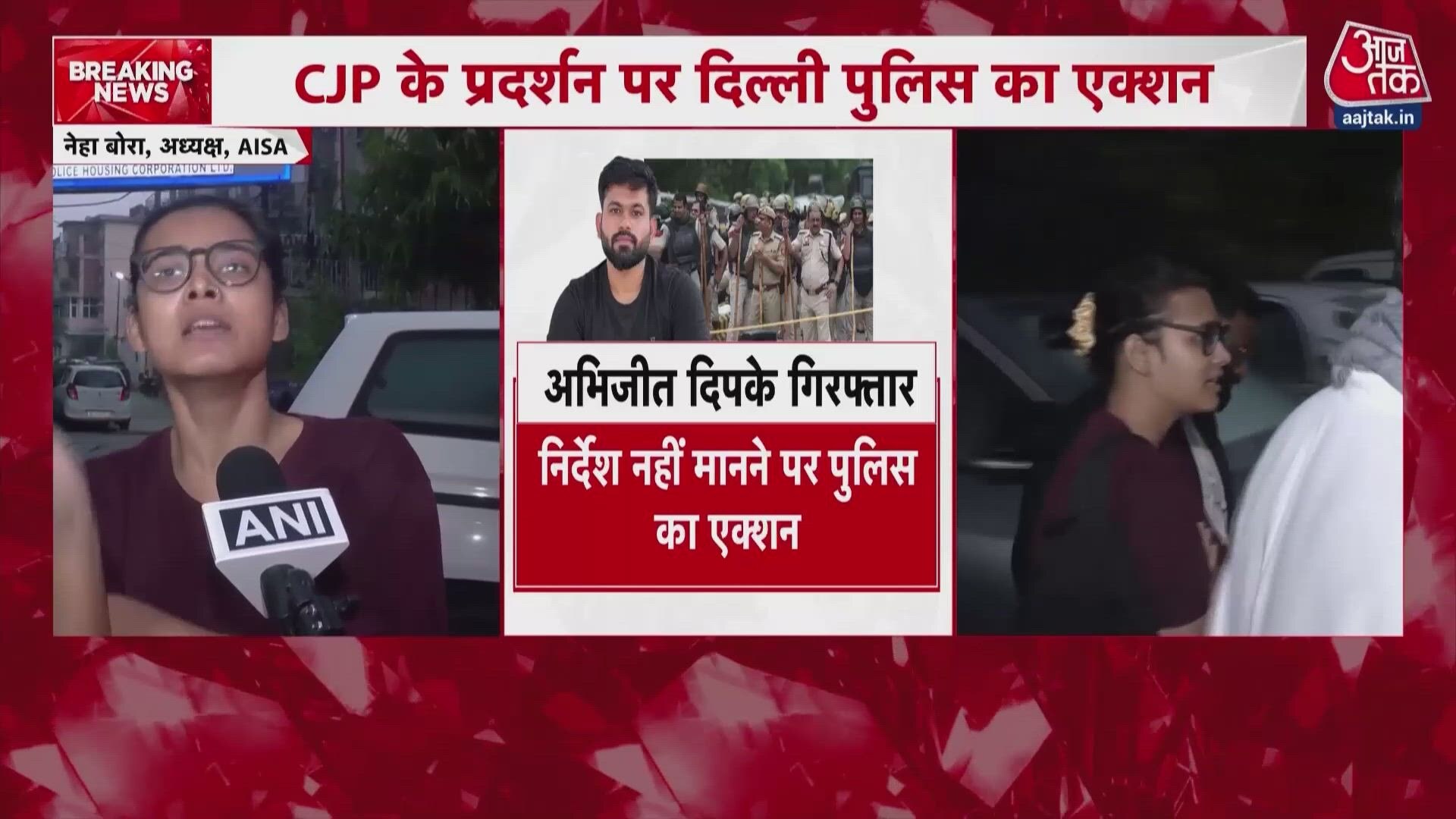 Delhi police releases Neha Bora after detention while Abhijit remains arrested.