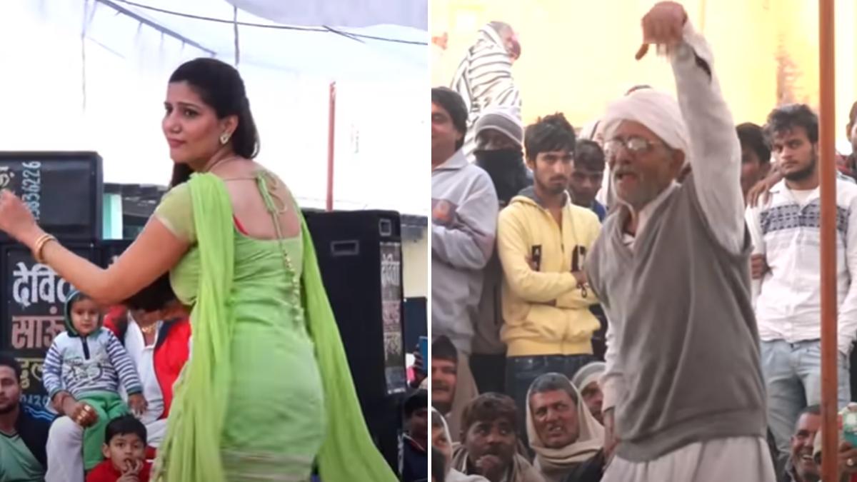 सपना चौधरी-बुजुर्ग शख्स 