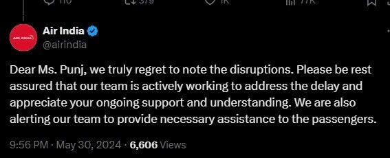 air india reply on social media