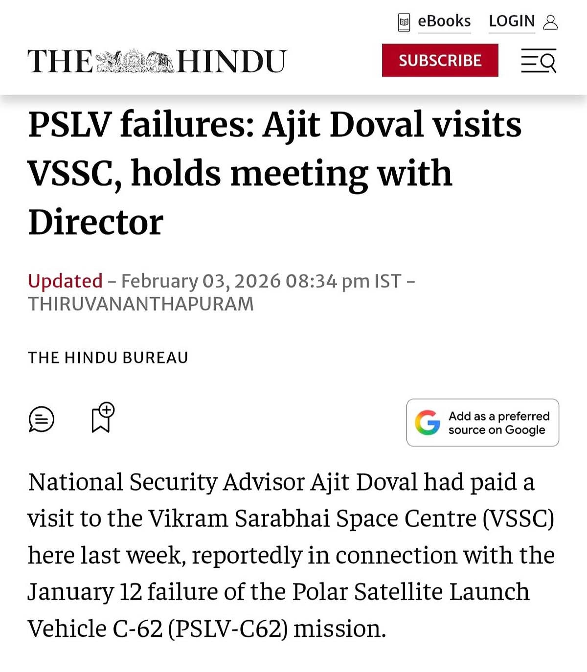 Doval ISRO visit
