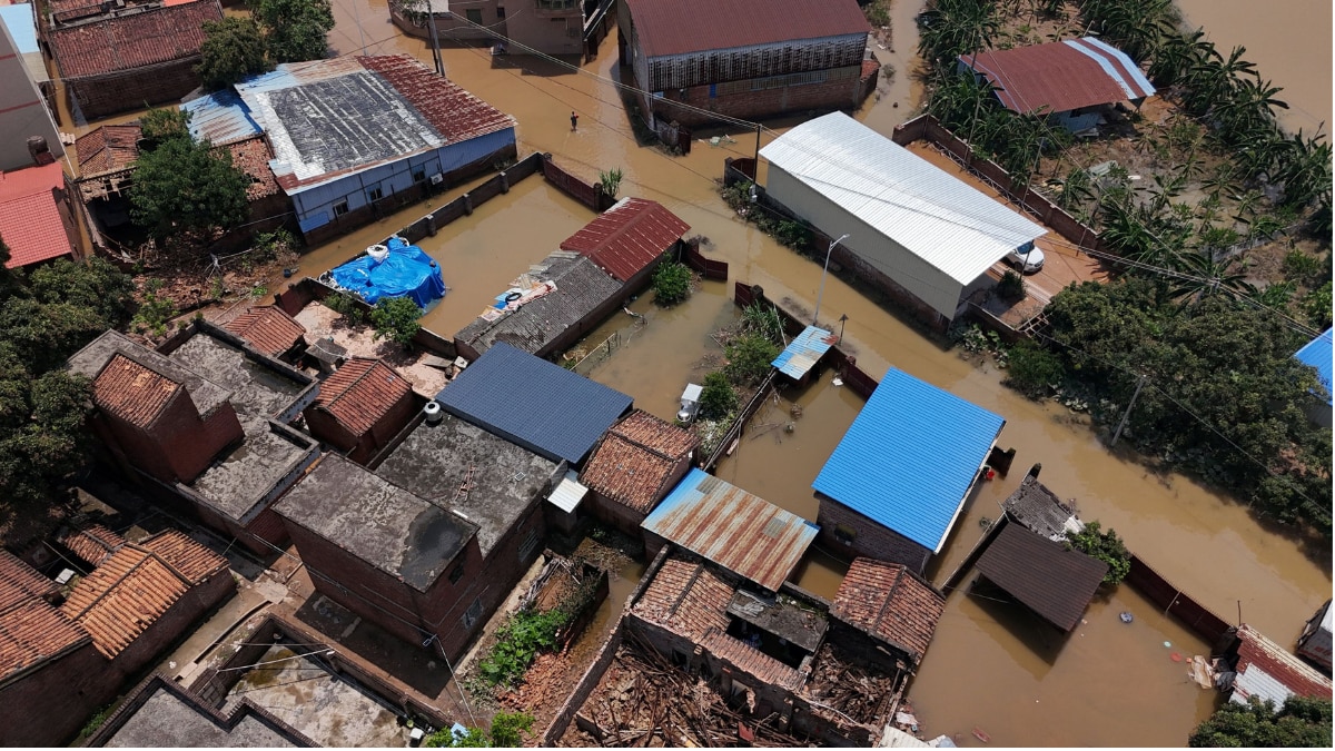 Flooded village in China Guangdong province 