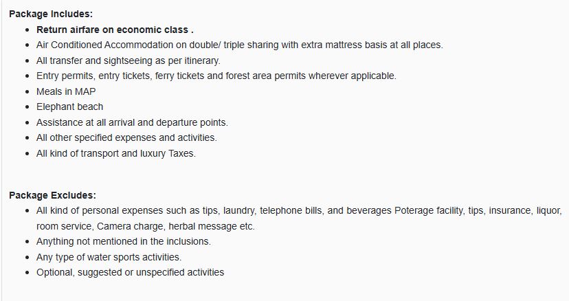 Andaman Tour package Andaman Tour package