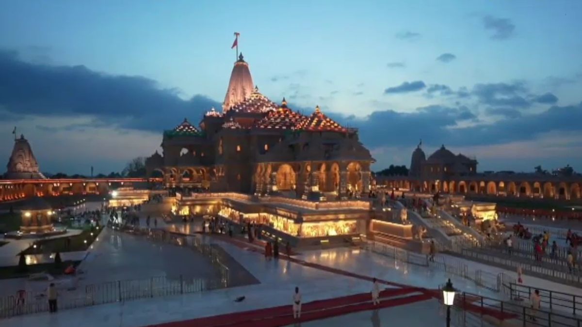 ayodhya ram mandir architectural night lighting starts temple glows in golden light ayodhya ram mandir architectural night lighting starts temple glows in golden light