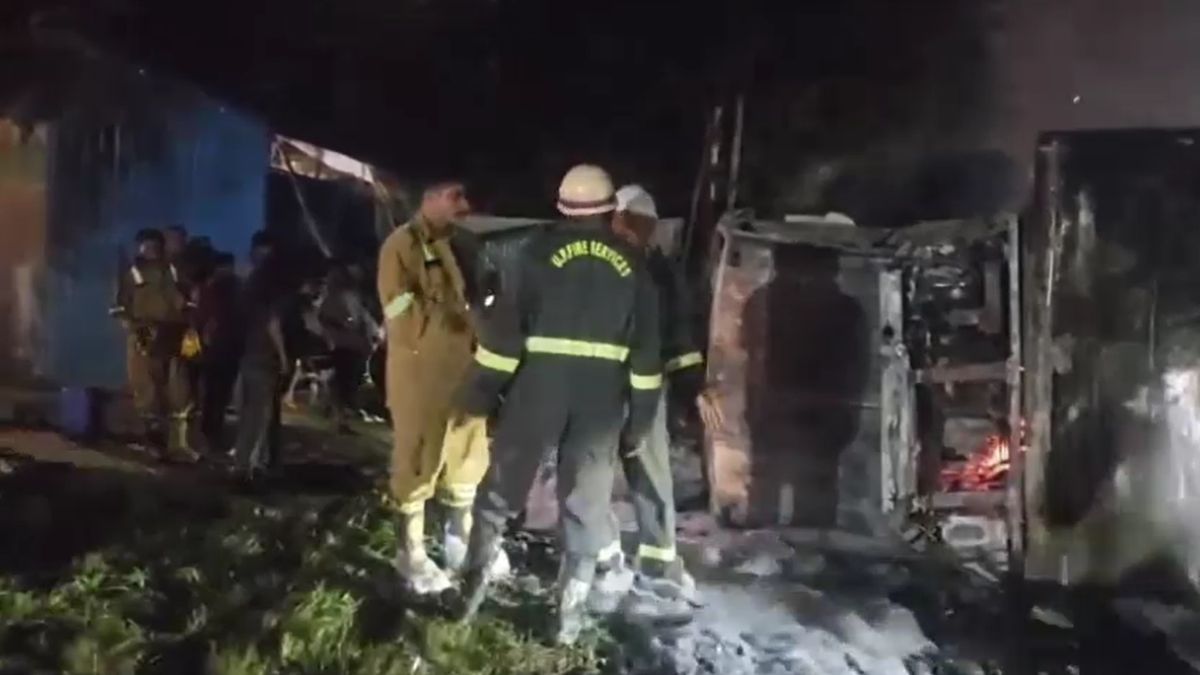 Bijnor Accident Truck Crushes Scooter Rider Collides With Canter Catches Fire Driver Burnt Alive