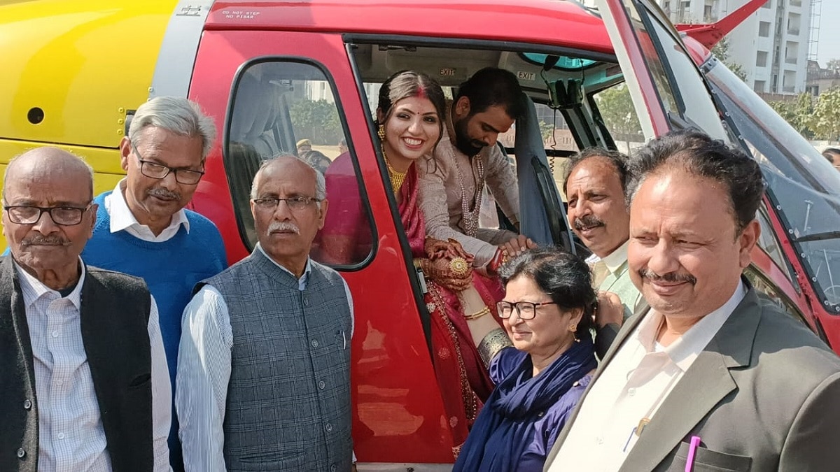 bride left in a helicopter