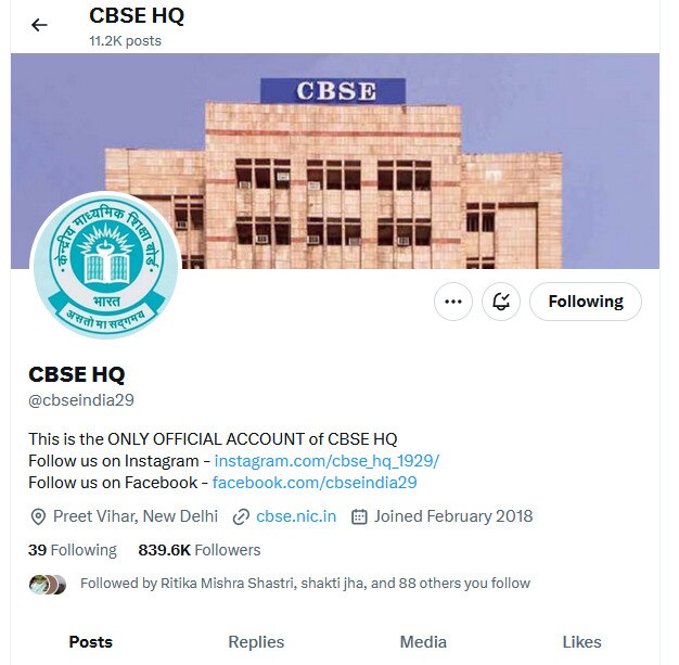 CBSE Official Twitter Handle