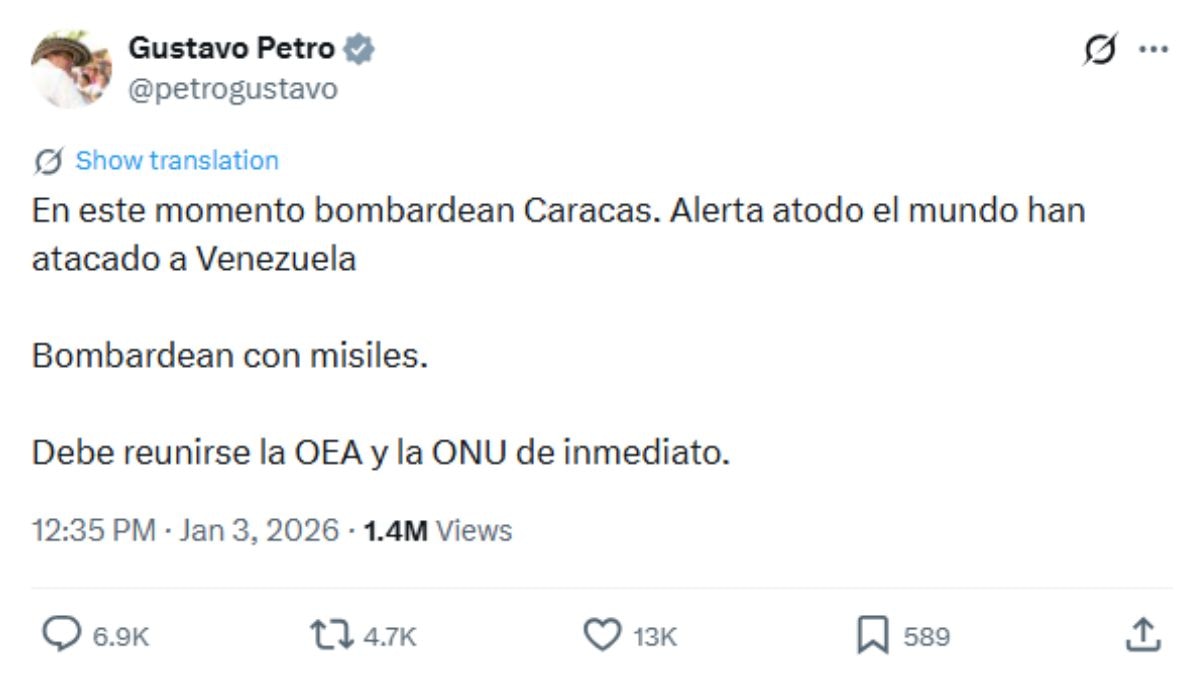 Colombian President Petro Raises Alarm as Caracas Missile Attacks Colombian President Petro Raises Alarm as Caracas Missile Attacks
