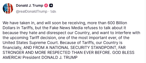 ट्रंप का नया ट्रुथ सोशल पोस्ट (Screegrab) Trump Social Media Post