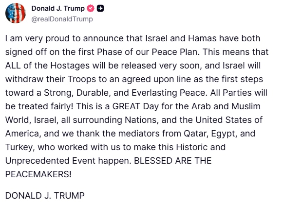 Donald Trump Truth Social Post