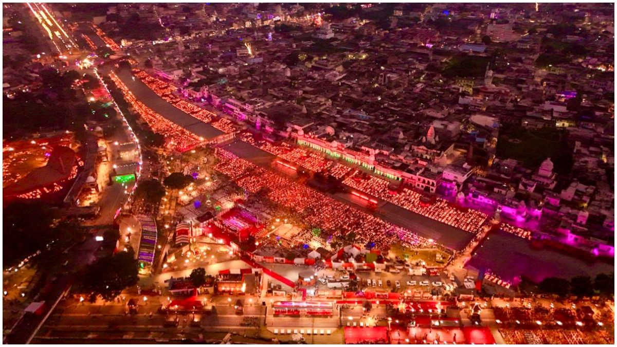 Drone View of Deepotsav Celebration in Ayodhya Drone View of Deepotsav Celebration in Ayodhya