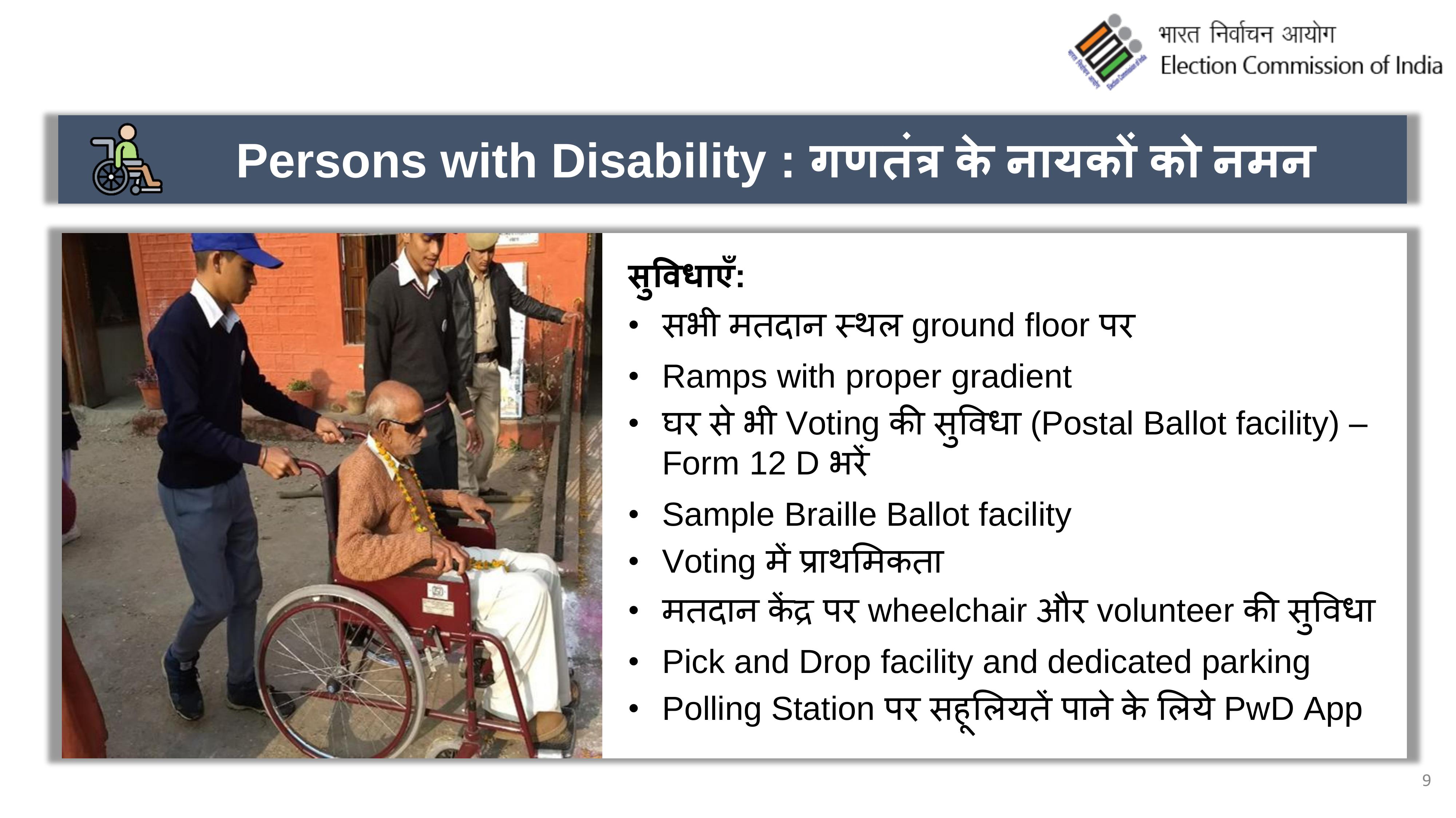 बुजुर्गों और विक्लांगों के लिए आयोग ने की खास व्यवस्था