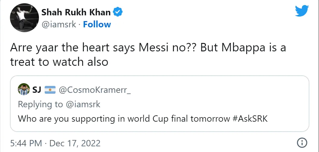 शाहरुख खान का ट्वीट