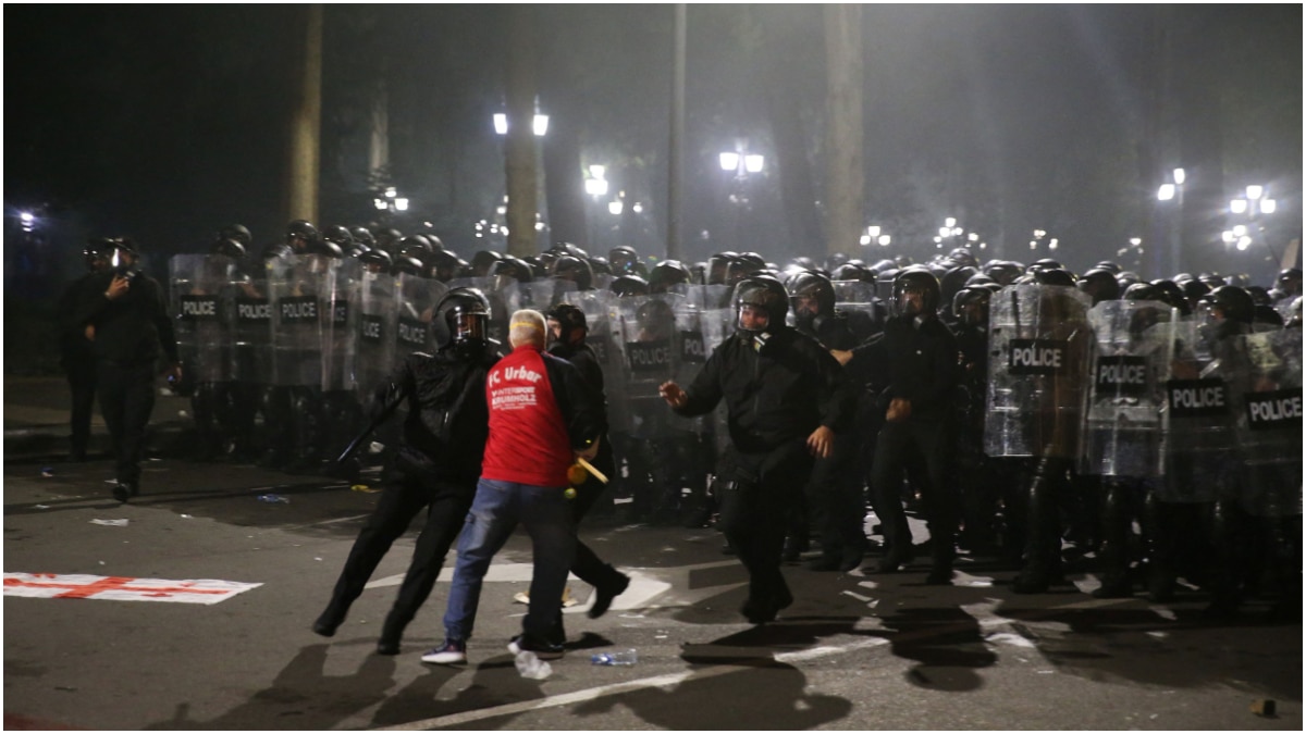 Georgia Anti Govt Protest outside Presidential Palace in Capital Tbilisi 