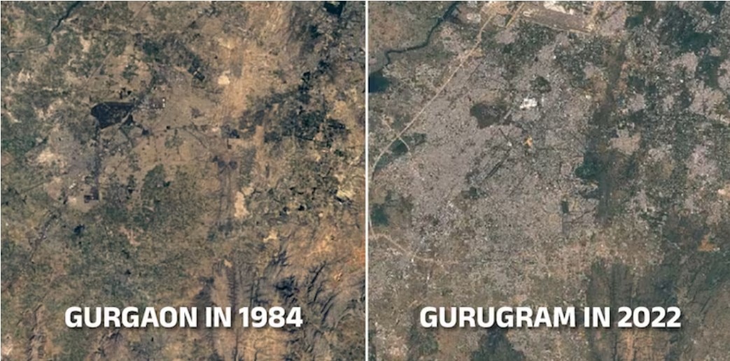 क्यों डूबता है गुरुग्राम? (Photo-Google Earth Engine)