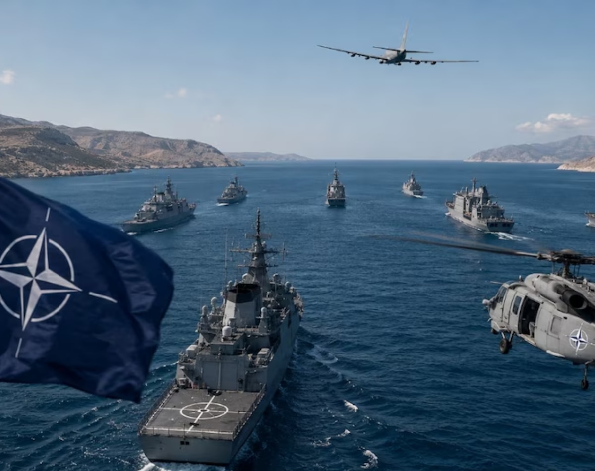 होर्मुज में नाटो की एंट्री की उम्मीद. (Photo: AI Generated) Hormuz Nato Entry