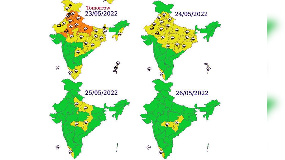 अगले चार दिनों में कैसा रहेगा आपके शहर और राज्य का मौसम इस नक्शे से समझें. (फोटोः IMD) अगले चार दिनों में कैसा रहेगा आपके शहर और राज्य का मौसम इस नक्शे से समझें. (फोटोः IMD)