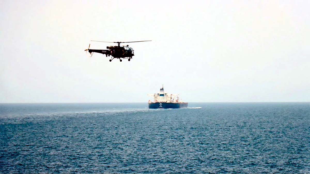 Bab el-Mandeb Strait Indian Navy Warships Escort Crude Tankers Bab el-Mandeb Strait Indian Navy Warships Escort Crude Tankers