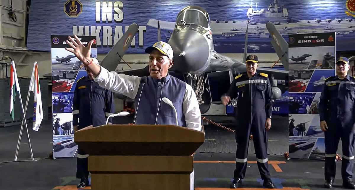 ins vikrant rajnath singh warm up strike