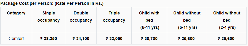 IRCTC Tour Package Price 