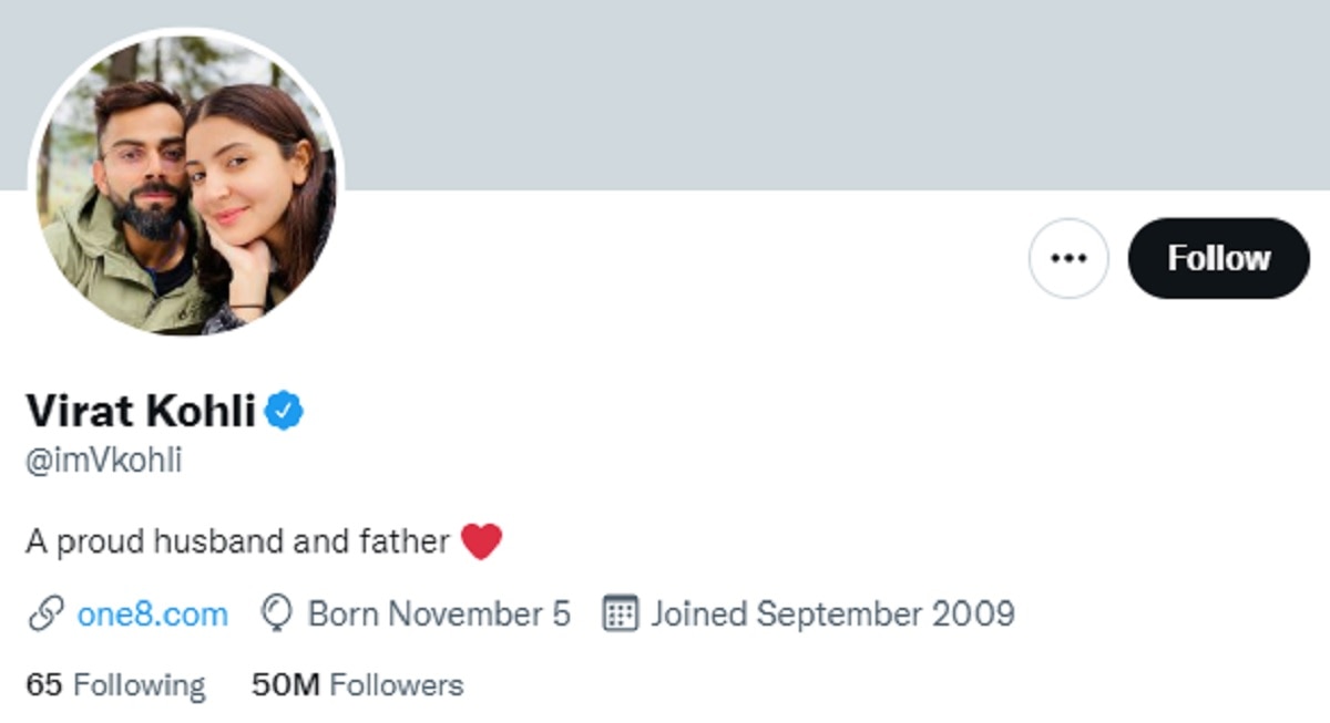 Kohli Twitter followers