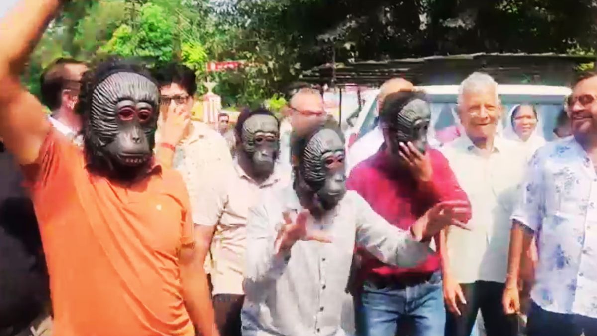 meerut people wear monkey masks protest against monkey menace meerut people wear monkey masks protest against monkey menace