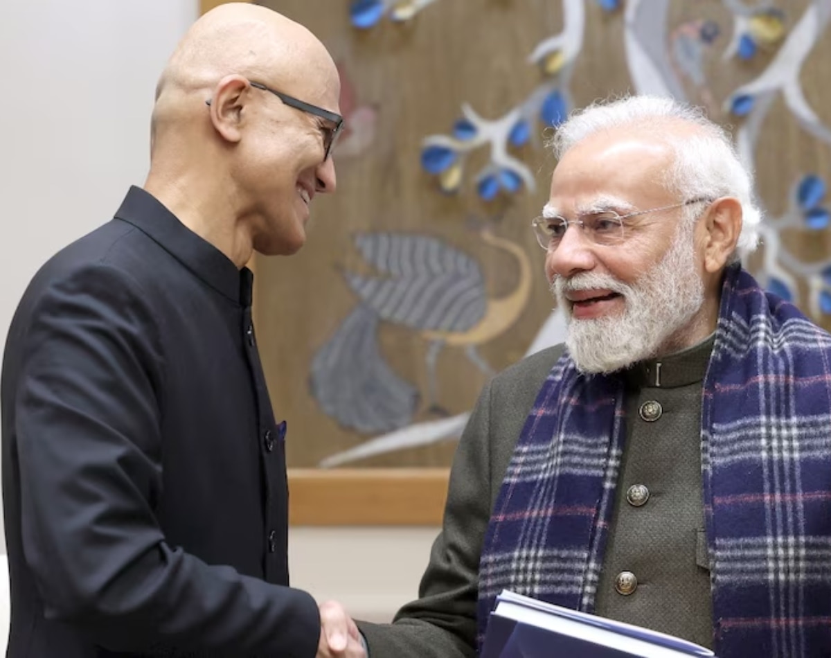 माइक्रोसॉफ्ट के सीईओ सत्य नडेला और पीएम नरेंद्र मोदी. (Photo: @satyanadella/x) Microsoft India Plan
